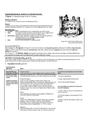 Colonial Society in the 18th Century Guided Reading