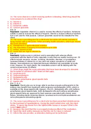 Nursing Practice and Pharmacological Safety Answer Key Part 2
