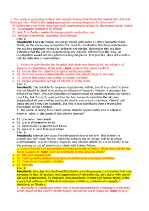 Nursing Practice and Pharmacological Safety Answer Key Part 1