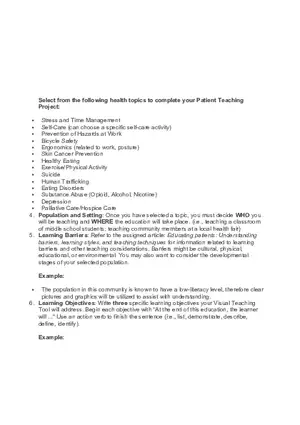 Patient Teaching Plan