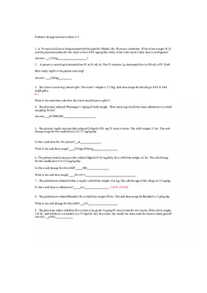 Pediatric Dosage Calculation Quiz 3