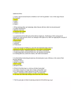 Leadership Ethics Answer Key