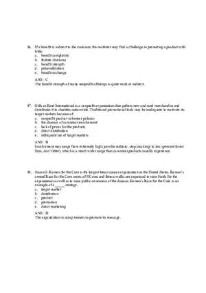 Services and Nonprofit Organization Marketing Answer Key Part 4
