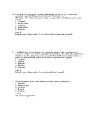 Services and Nonprofit Organization Marketing Answer Key Part 2