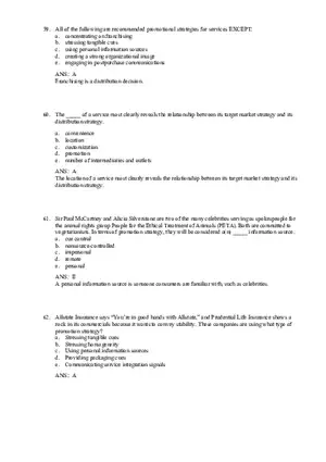 Services and Nonprofit Organization Marketing Answer Key Part 3