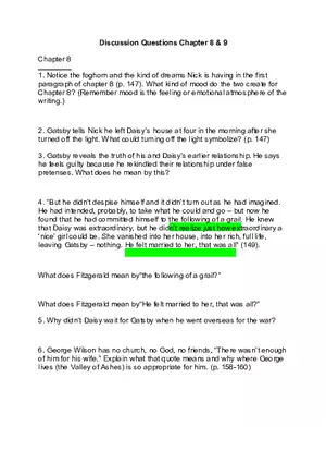 Great Gatsby Chapters 8-9