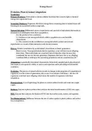 Ecology Study Guide for Exam Part 2