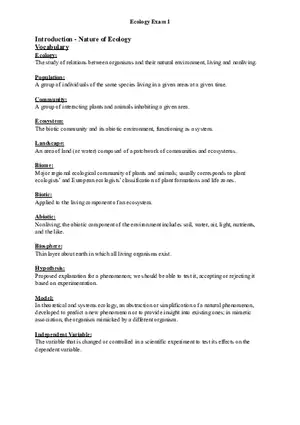 Ecology Study Guide for Exam Part 1