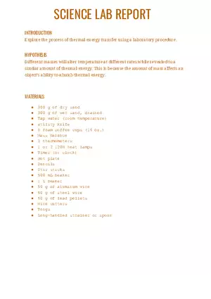 Lab Thermal Energy Transfer