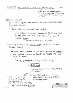 Chemical Quantities and Stoichiometry Lecture Notes