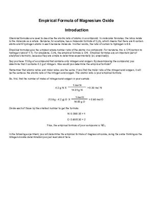 Empirical Formula of Magnesium Oxide