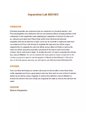 Separation Lab Report