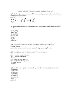 Reactions of Aromatic Compounds Answers Part 1