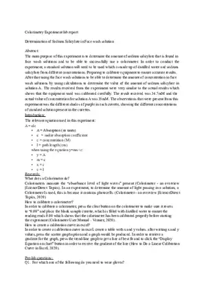 Determination of Sodium Salicylate in Face Wash Solution Lab Report