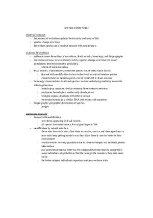 Evidence for Evolution Study Guide