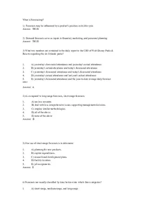 What is Forecasting Answer Key Part 1