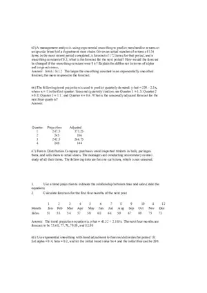 What is Forecasting Answer Key Part 3