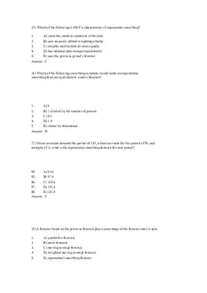 What is Forecasting Answer Key Part 2