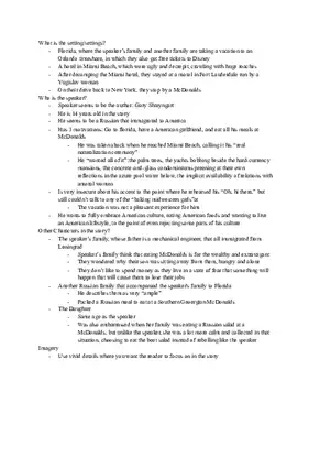 69 Cents Notes Short Story Notes