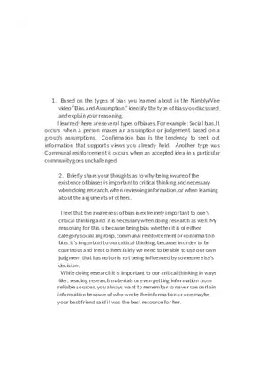 Bias and Assumption