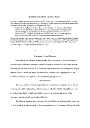 Example Ethical Dilemma Essay