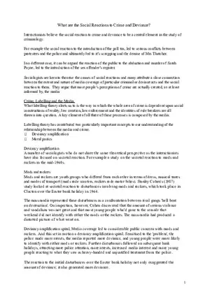 What are the Social Reactions to Crime and Deviance