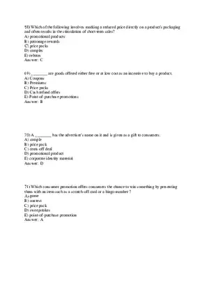 Personal Selling and Sales Promotion with Answers Part 3