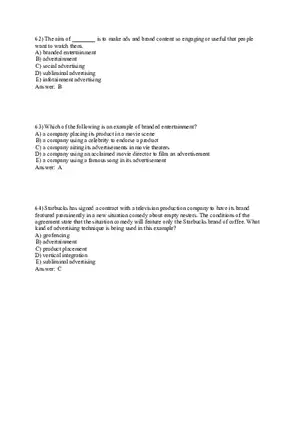 Engaging Consumers and Communicating Customer Value Answers Part 3