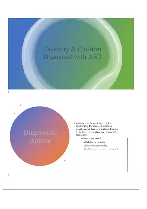 Diversity & Children Diagnosed with ASD
