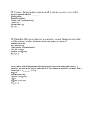 Engaging Consumers and Communicating Customer Value Answers Part 2