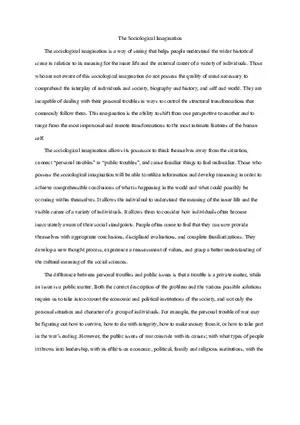 The Sociological Imagination Essay