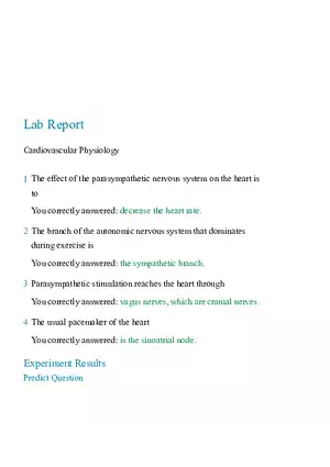 Cardiovascular Physiology Report Lab