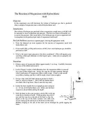 Lab - Reaction of Magnesium with Hydrochloric Acid