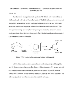 The Synthesis of 9,10-dihydro-9,10-ethanoanthracene 11,12-dicarboxylic Anhydride