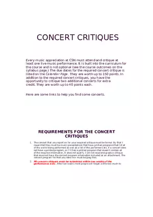 Concert Critiques Assignment