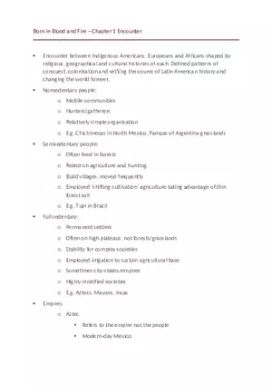 Born in Blood and Fire - Chapter 1 Encounters Notes