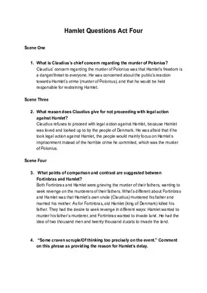 Hamlet Questions Act Four