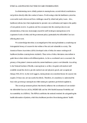 Ethical and Policy Factors in Care Coordination