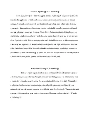 Forensic Psychology and Criminology