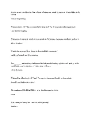 Forensic Science and Criminal Investigations Answers