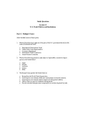 U.S. Trade Policies and Institutions Lecture