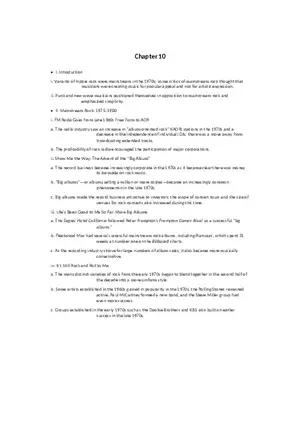 History of Rock and Roll Notes Chapters 10-11