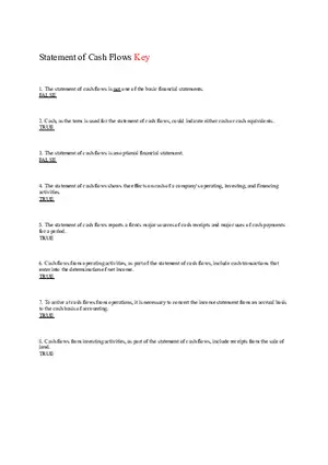 Statement of Cash Flows Questions Answer Key Part 1