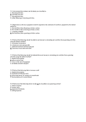 Statement of Cash Flows Questions Answer Key Part 2