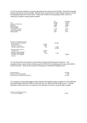 Statement of Cash Flows Questions Answer Key Part 4