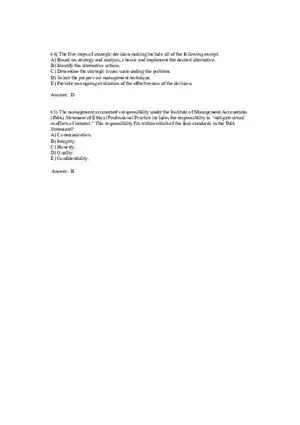 Cost Management - A Strategic Emphasis Answer Key Part 4