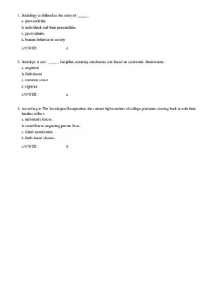 Solutions and Test Bank For Sociology Part 1