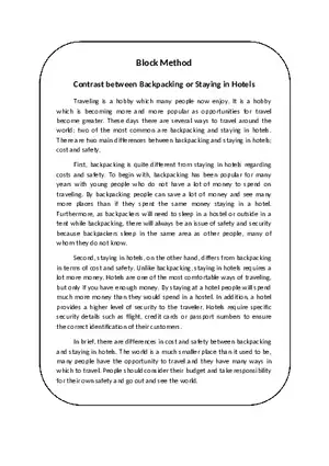 Block-Method Essay Sample