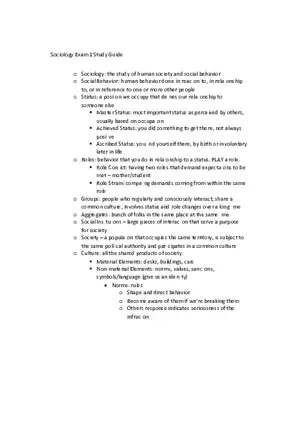 Sociology - Social Behavior Study Guide Part 1