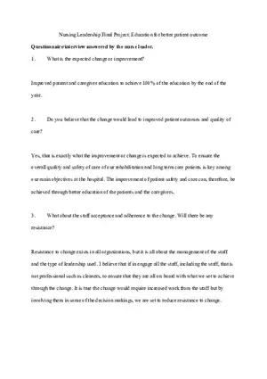 Nursing Leadership Final Project Education for Better Patient Outcome